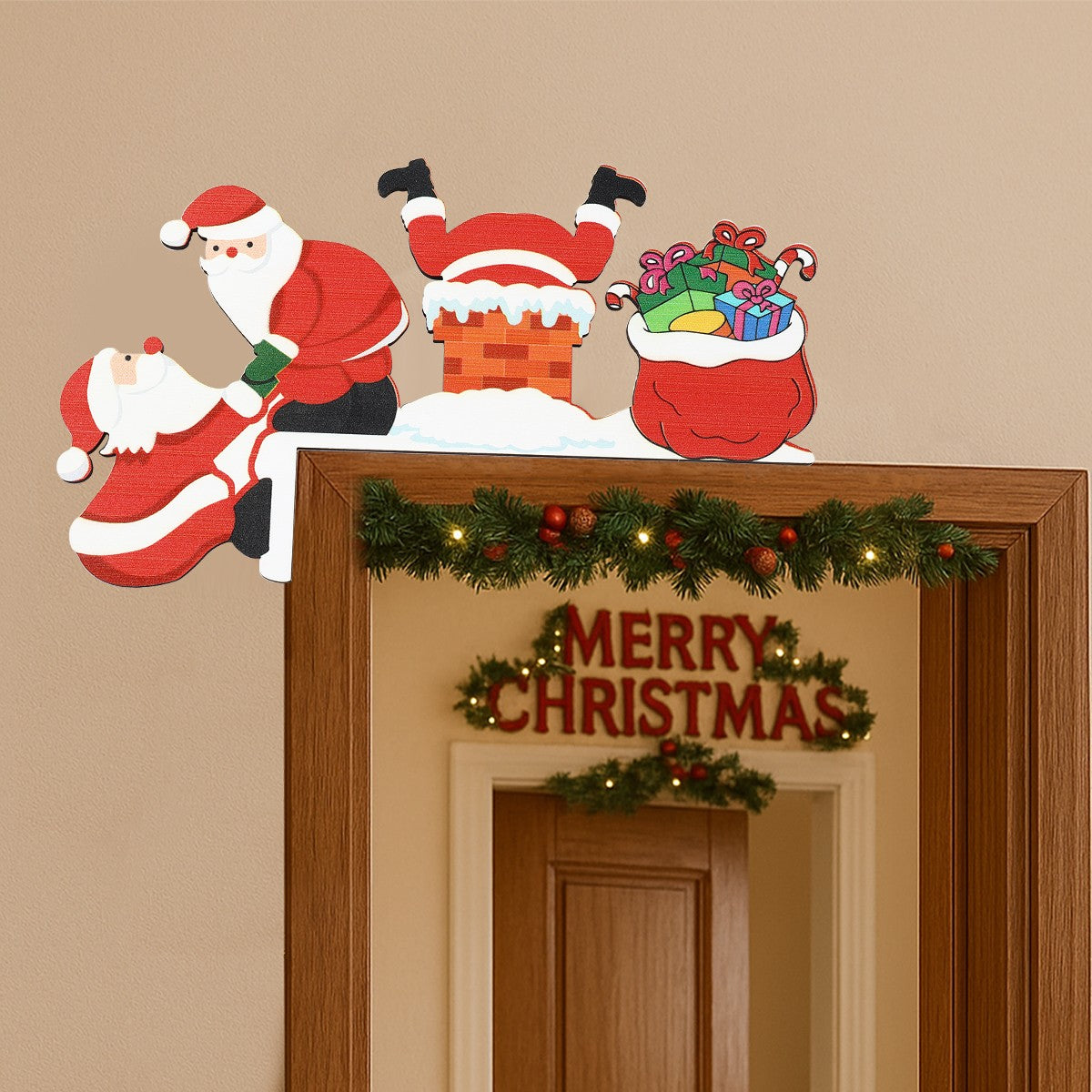 Christmas Gingerbread Man Wooden Door Frame Decoration Merry Christmas Decor for Home 2025 Navidad Xmas Ornament New Year 2026