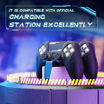 PlayVital Silicone Grip Case for PS5 Controller - Futuristic CyberMech Design Cover Compatible with PS5 Official Charging Dock