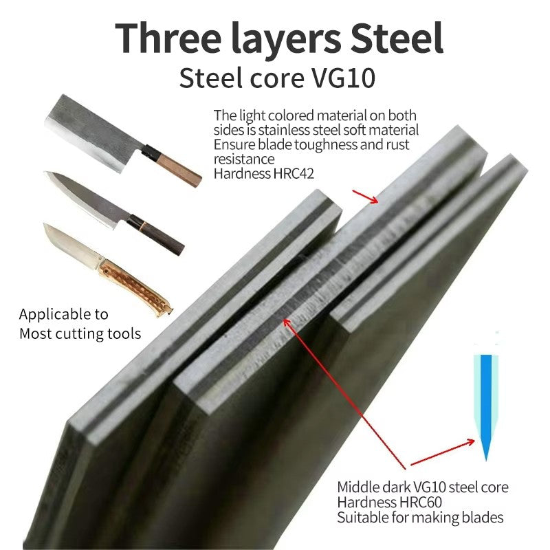 Three layers Steel Bar Billet with Core VG10 HRC60 Thickness 2 to 4mm