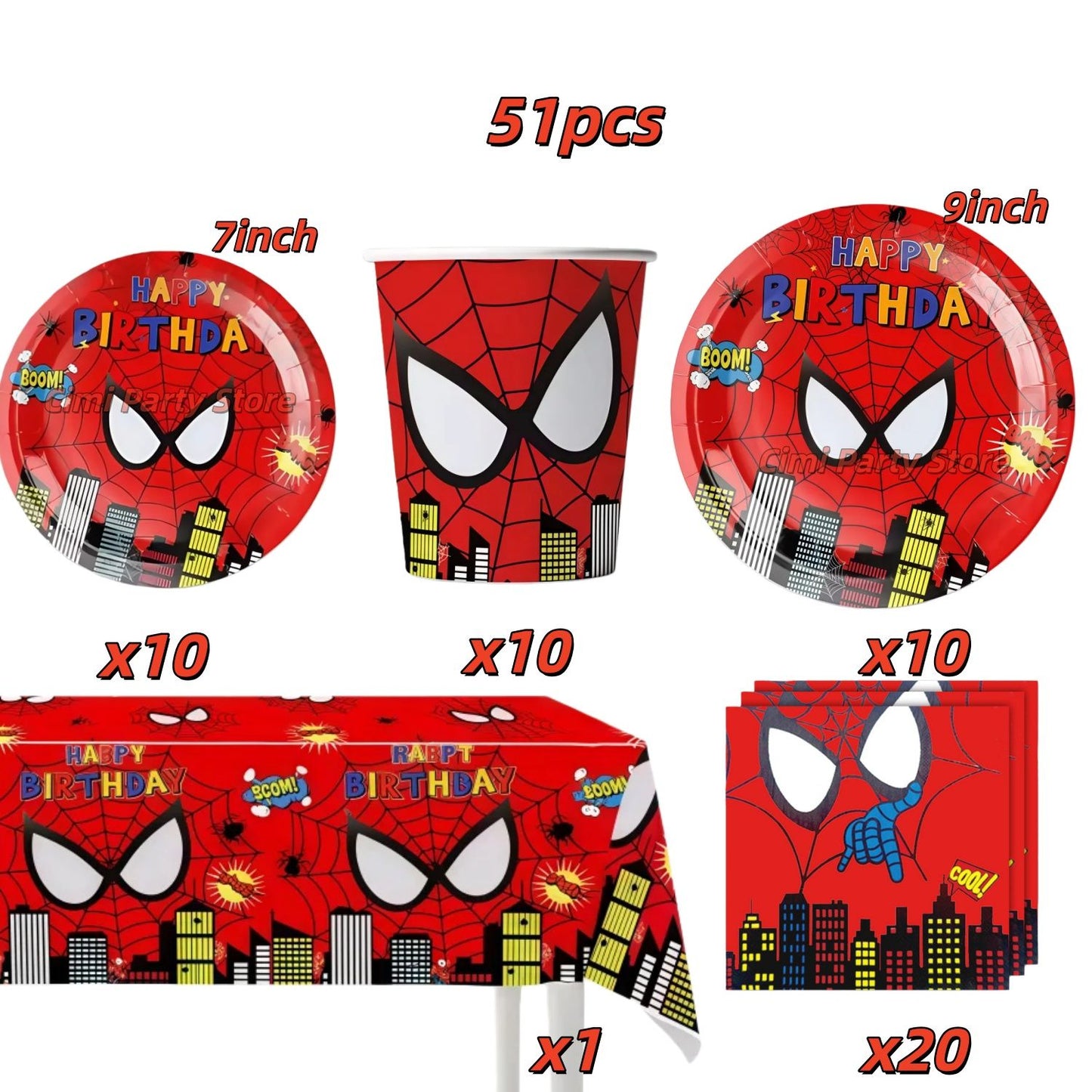 Mask Spider Hero Birthday Party Supplies Tableware Kit Plates Cups Tablecloth Backdrop Balloons Kids Party Decorations Favors
