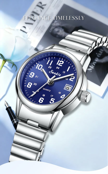 LIGE Sunkta Fashion Luxury Woman Watch Elegant Classic Simple Waterproof Calendar Stainless Belt Women's Wristwatch  Ladies Gift