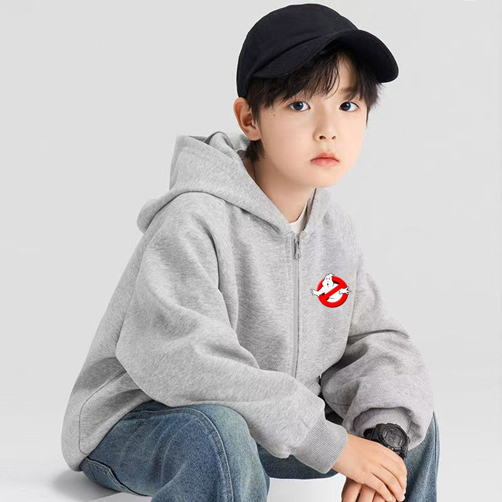 Kid 3-12 Year Coat Children Hoodie Girl Boy Zipper Tops Sweatshirt Casual Sweatshirts black autumn Ghostbusters Clothes