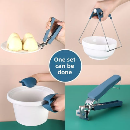 Conjunto de Cozinha Resistente ao Calor de Peças Luvas de Forno de Silicone com Pegadores de Panela Antiderrapante Anti Queimadura para Cozinhar/Assar/Churrasco