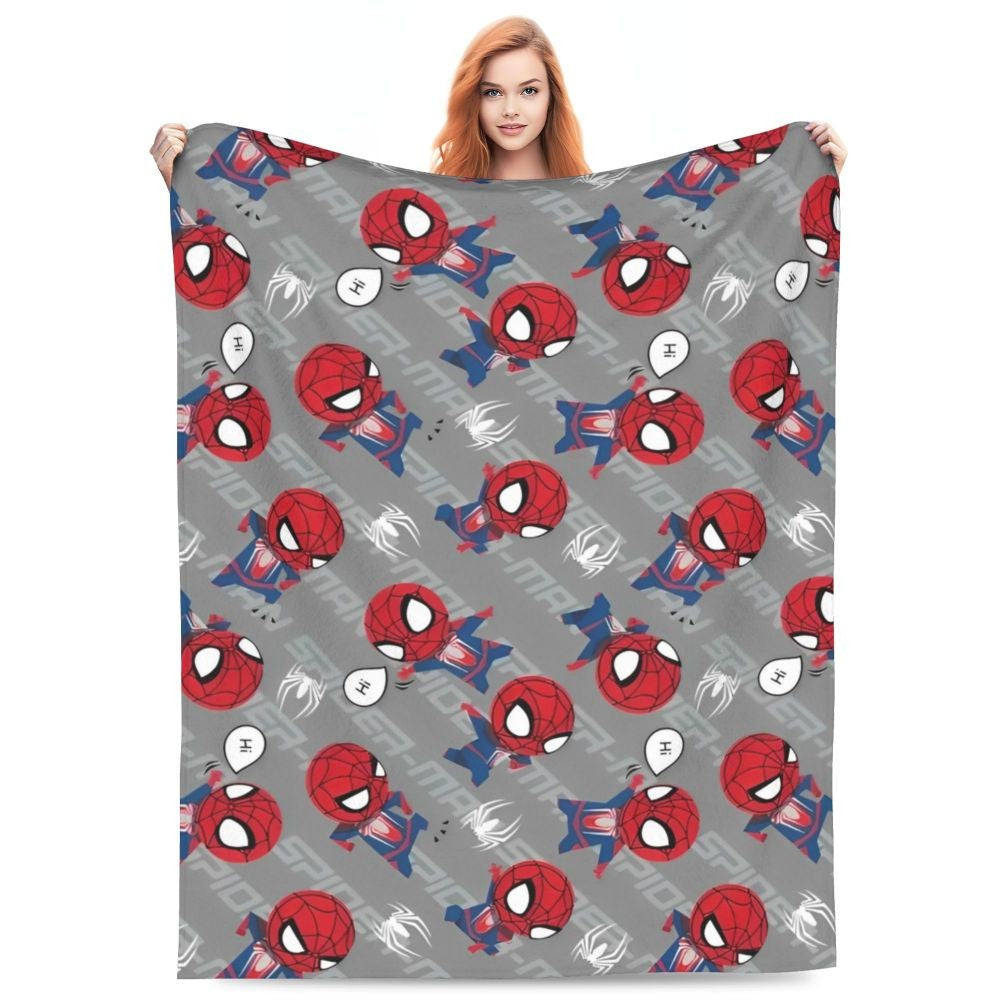 Cobertor de flanela engraçado e quente de desenho animado anime do Homem-Aranha, lindo e legal, para decoração de cama e lounge