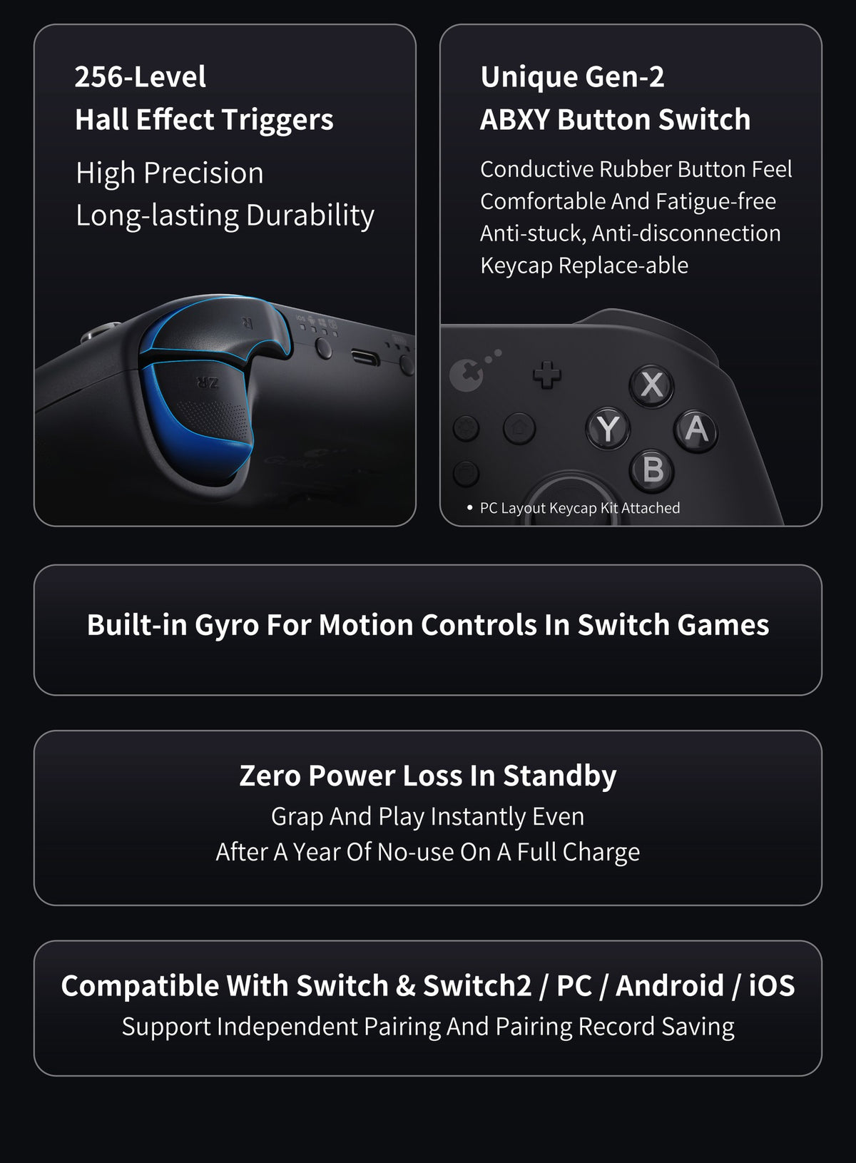 GuliKit TT Pro/Max Wireless Controller for Nintendo Switch 1/2 with Tension Adjustable TMR Joysticks for Windows Android iOS