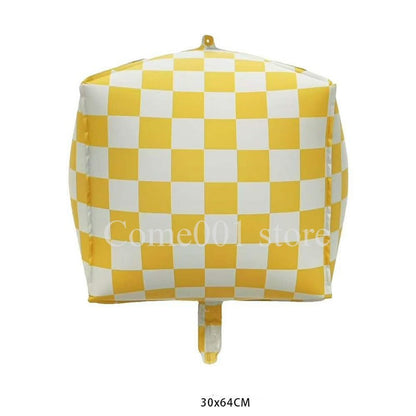 2PCS 4D Checkerboard Square Foil Balloons Birthday Party Accessories Fashion Photo Props Home Decoration