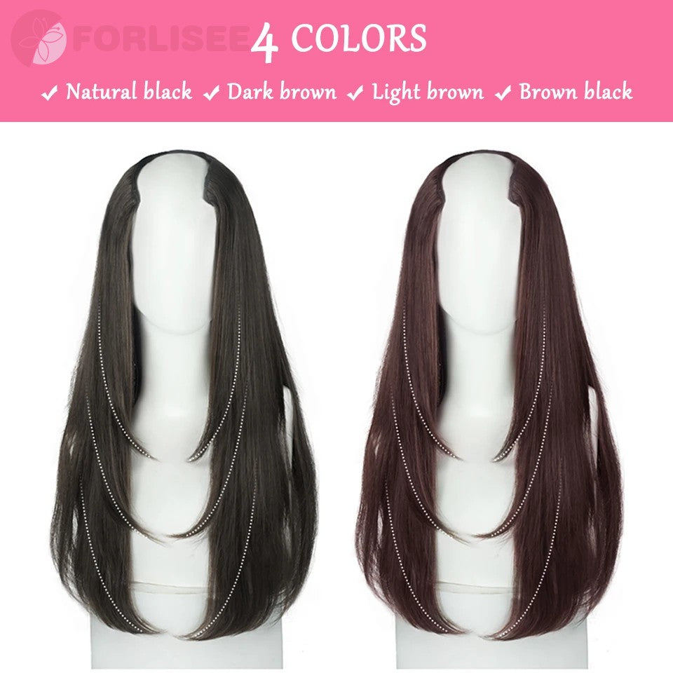 Cabelo Sintético Feminino Estilo Cabelo Comprido Cabelo Extra Comprido Perucas Sintéticas Apliques Camadas Aumento de Cabelo No Topo da Cabeça