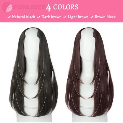 Cabelo Sintético Feminino Estilo Cabelo Comprido Cabelo Extra Comprido Perucas Sintéticas Apliques Camadas Aumento de Cabelo No Topo da Cabeça