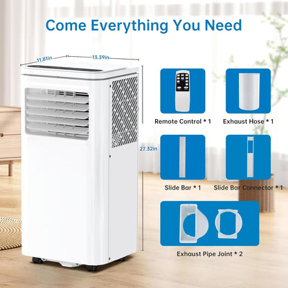 Ar Condicionado Portátil 10000 BTU 3 em 1 com Ventilador e Desumidificador Controle Remoto Display LCD, Timer 24H