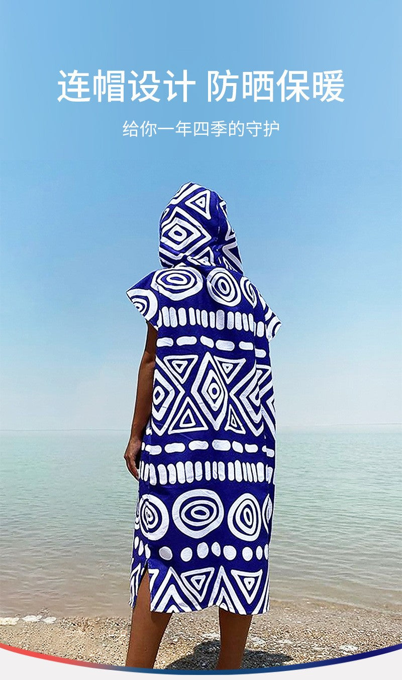 Beach bathrobe Cape surf poncho adult men hooded  Quick drying bath towel for outdoor sandbeach from China