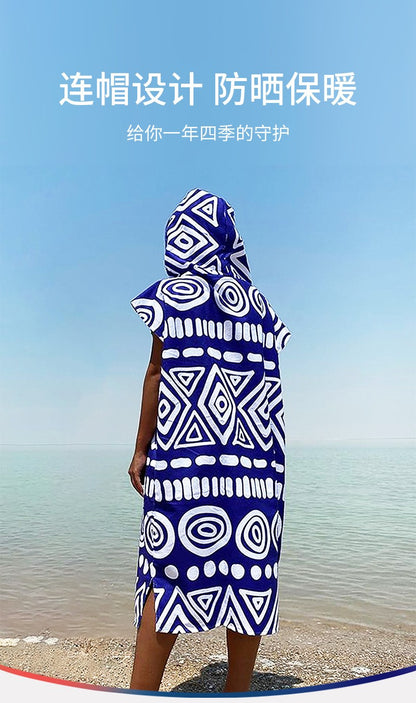 Beach bathrobe Cape surf poncho adult men hooded  Quick drying bath towel for outdoor sandbeach from China
