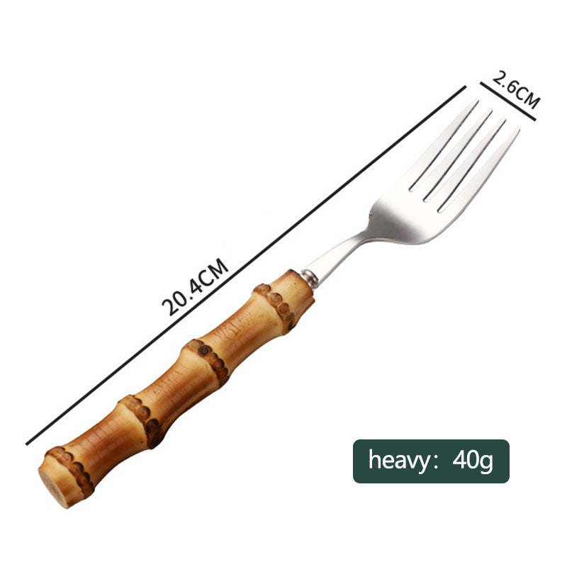 Conjunto de Talheres de Bambu 1 peça/4 peças Aço Inoxidável Dourado Faca Garfo Colher Louça Talheres Seguros para Lava-louças Conjunto de Talheres