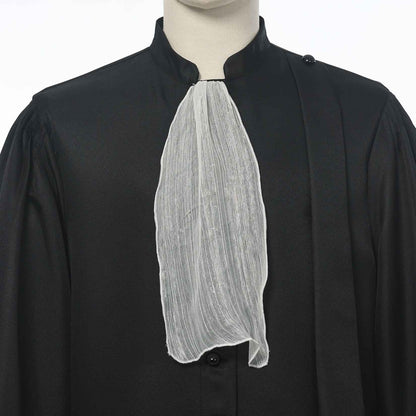 Barrister Robe Medieval Lawyer Costume with Pleated Jabot Collar Clergy Choir Robe Vintage Priest Cosplay Outfit