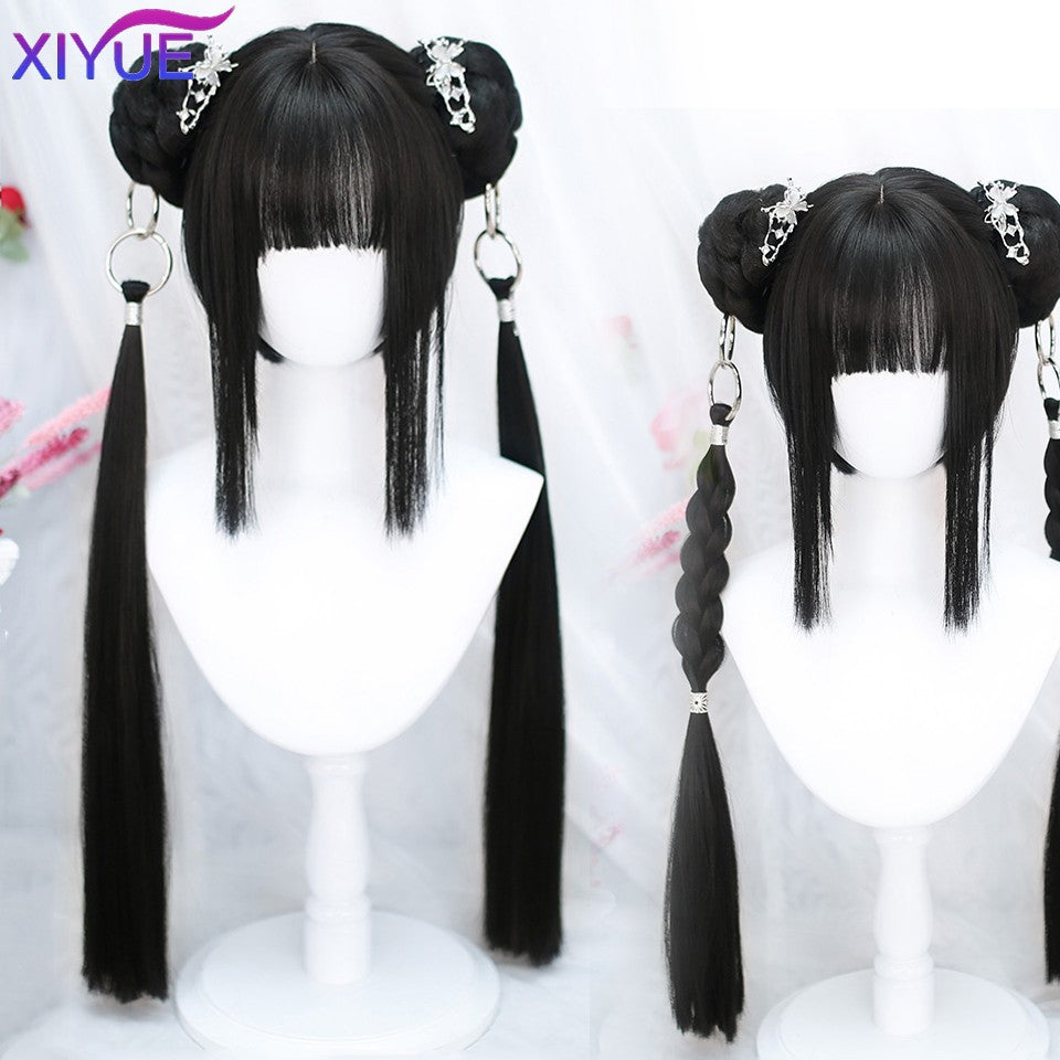 XIYUE Synthetic Long Straight Lolita Wig with Bang Red Ombre Black Cosplay Party Halloween Christmas Wavy Curly Harajuku Wig