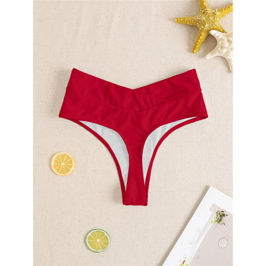 S - XL High Waist High Leg Cut Bikini Bottom Swim Brief Women Swimwear Female Bather Brazilian Tanga Panties Underwear K7095