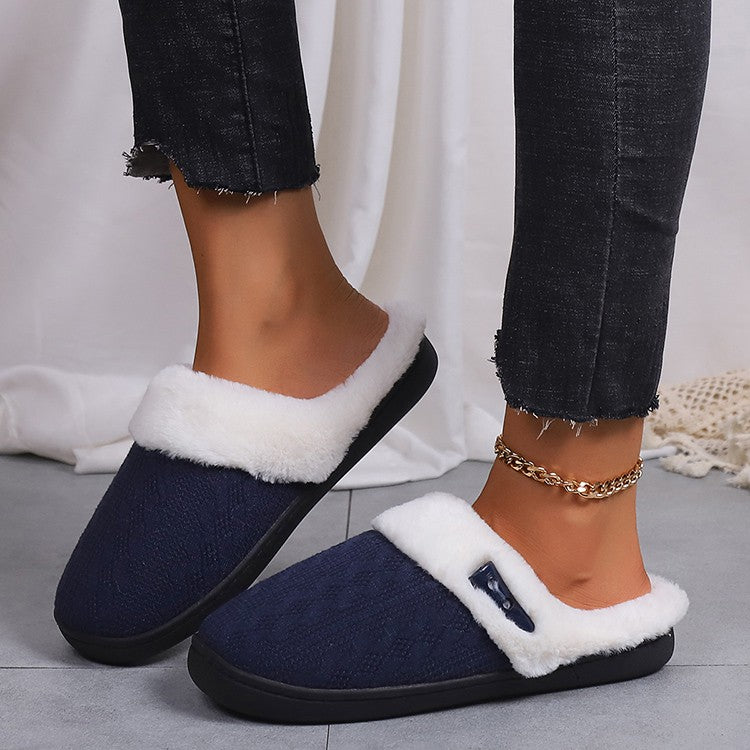 Platform Fluffy Slippers Women House Plush Fashion Designer Winter Shoes Ladies Flats Warm Home Casual Footwear Elegant Big Size