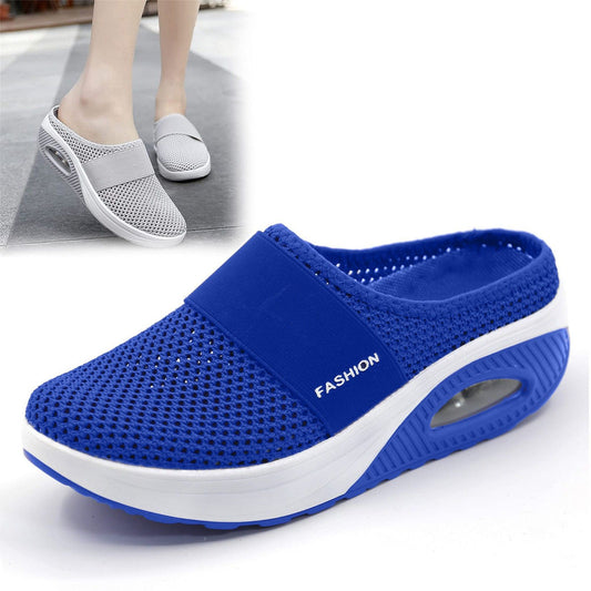 Slip-On Women'S Walking Sandals,Breathable Mesh Casual Shoes Breathable With Arch Support Knit Shoes Thickened Soft Sole