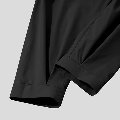 Men's Baggy Pants Casual Streetwear Belt High Quality Pure Color Joggers Fashion Harem Pants 2023 S-3XL