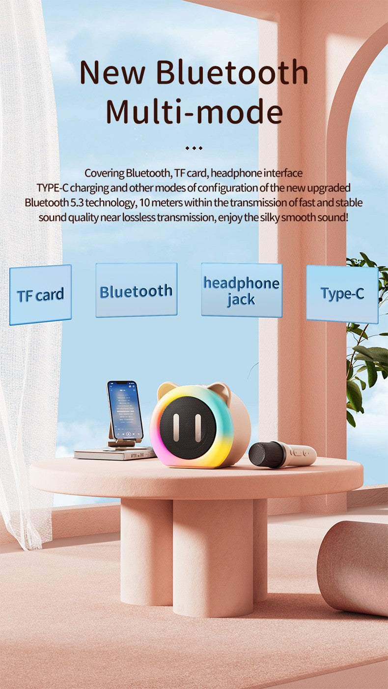 PARAMITA Bluetooth Speaker Portable Home Cute Karaoke Mini Wireless Audio with Microphone Home Karaoke Singing Machine Kids Gift