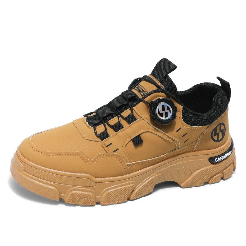 Men's boots autumn and winter new rotating shoelaces fashion casual boots youth outdoor boots anti slip soft sole workwear boots