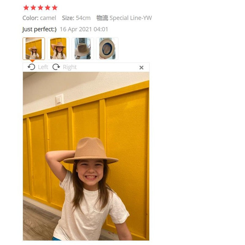 Kids Hat Girl 52cm Small Child Felt White Black Winter Hat Casual Dress Boy Girls Child Fedora Winter Hat Sombrero Panama Hombre