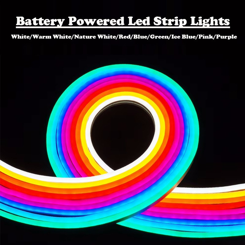 Neon LED Strip Battery Operated, 9Colors Neon Rope Lights With Battery Box Flexible DIY Design for Glow Neon Party Birthday