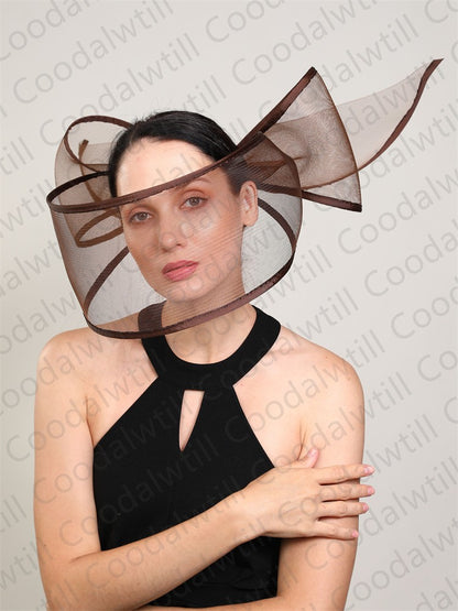 Fascinator de Véu Branco Elegante Chapéu Feminino para Kentucky Derby Evento de Corrida Adorno de Cabeça de Moda Boné de Rede Chapeau para Eventos Femininos