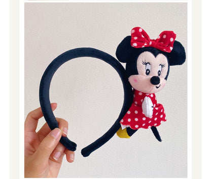 Disney Stitch Mickey Minnie Pelúcia Tiara Cocar Desenho Animado Anime Macio Moda Feminina Menina Acessório de Cabelo Princesa Presente