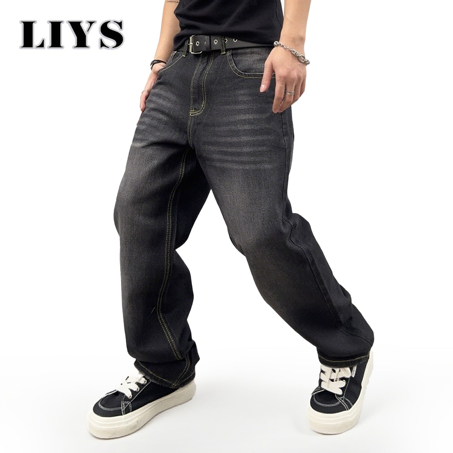 Men's Autumn Black Classic Loose Straight leg Jeans 2025 Retro Washed Basic Denim Pants Winter Business Casual Baggy Jeans