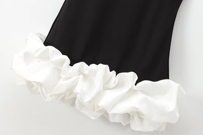 TFMLN Fashion Women Ruffle Pleated Dress Slim O-neck Sleeveless Backless Dresses Female 2025 Party Club Lady Vestidos