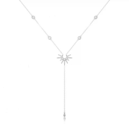 Fashion Gold Color Y-Shaped Pendant Necklaces For Women Girls Luxury Cubic Zirconia Long Tassel Dangle Choker Jewelry Gift