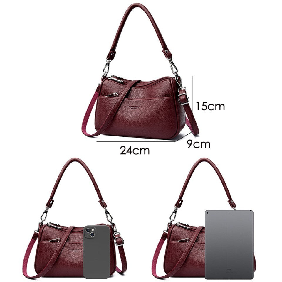 Genuine Brand Top Quality Soft Pu Leather Shoulder Crossbody Bags for Women 2026 Designer Handbag 2 Layers Hand Messenger Bag