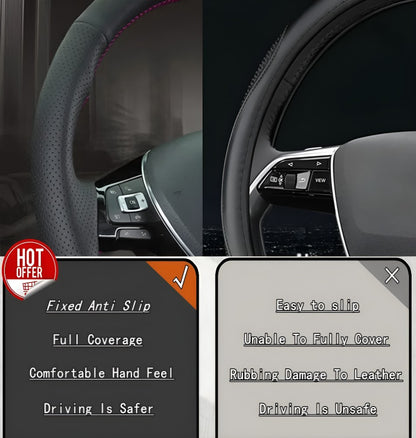 For Volkswagen ID.7 VIZZION 24 Hand-stitched steering wheel cover lightweight and breathable full coverage modification desig