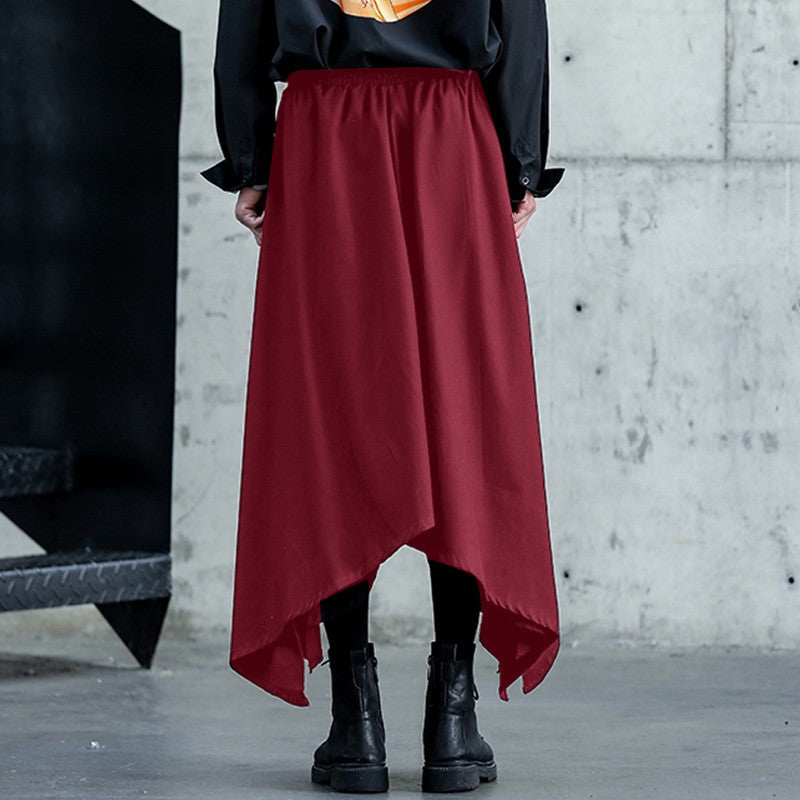 INCERUN Men Irregular Pants Solid Color Drawstring Loose Casual Wide Leg Trousers Men Streetwear 2025 Fashion Male Skirts Pants