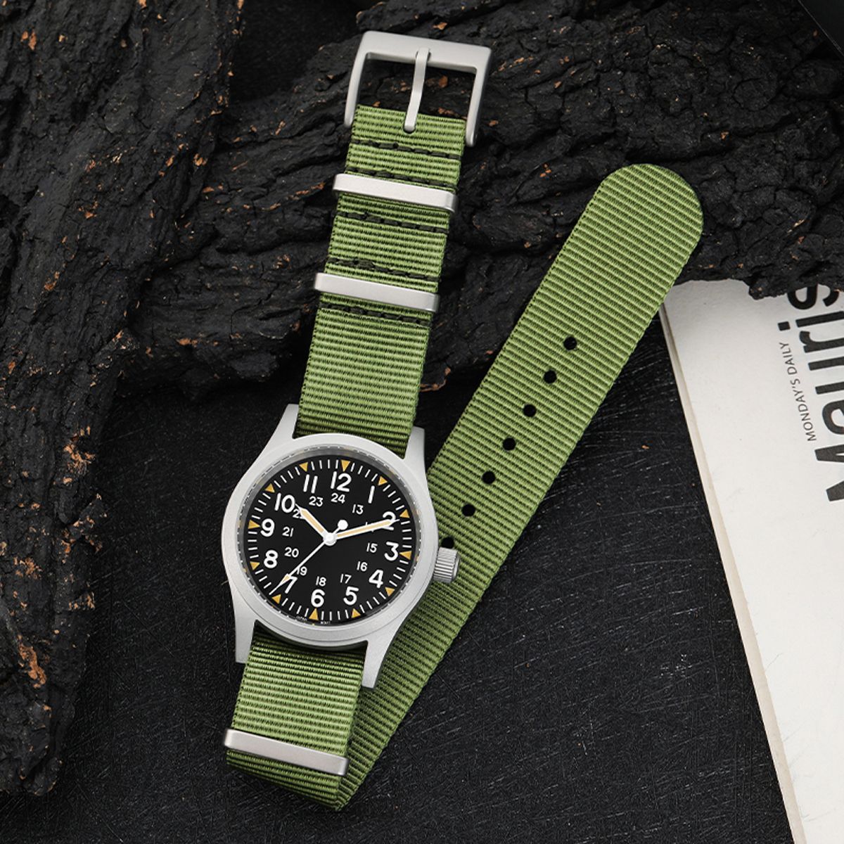 Militado Ml05 Vintage Field Watch VH31 Sweep Second Quartz Movement Sapphire Crystal High Clear AR Coating Luminous 38Mm Watches
