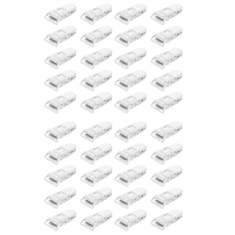 40Pcs Baby Kids T-Shape Plastic Pacifier Clips Soother Dummy Style Badge Holder White