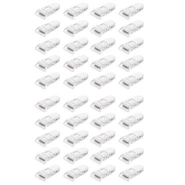 40Pcs Baby Kids T-Shape Plastic Pacifier Clips Soother Dummy Style Badge Holder White