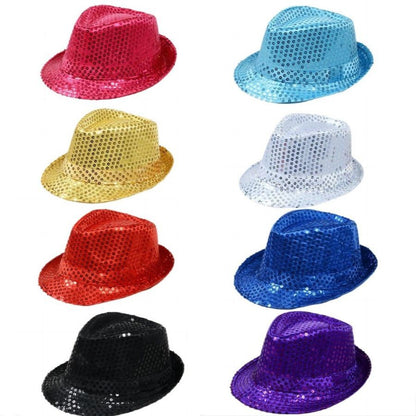British Top Jazz Hat Bucket Hat Men Women Stage Performance Sequin Hat Shining Christmas Fedoras Party Parent Child Hat Hollween