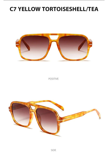 3507 Double Bridge Square Aviator Sunglasses - UV400 Vintage Pilot Style, Retro Classic Sun Glasses for Men Women Unisex 411240