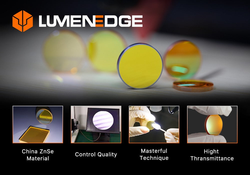 LUMENEDGE China Lente de Foco a Laser de CO2 PVD ZnSe Diâm.12 18 19 20mm FL38.1 50.8 63.5 76.2 101.6 para Máquina de Gravação a Laser