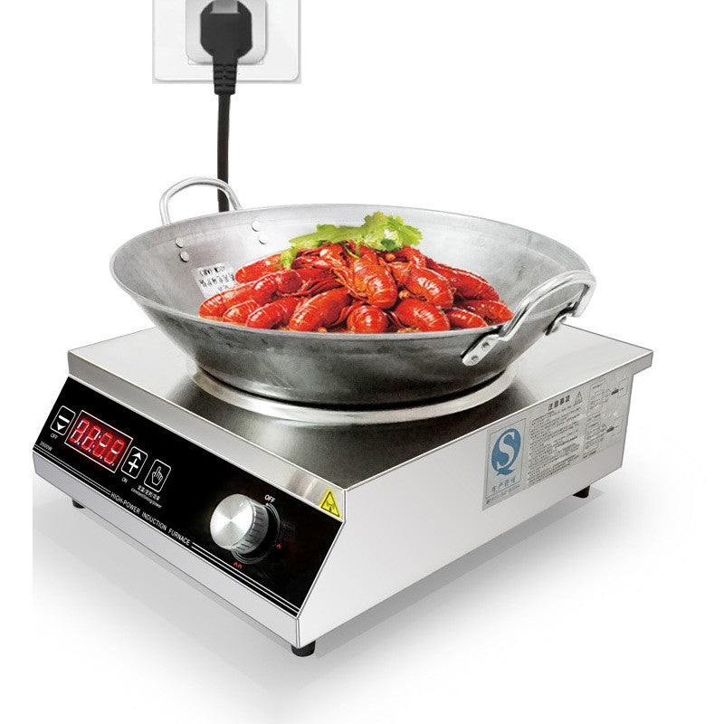 Fogão de Indução Comercial 3500W Placa Elétrica Côncava Máquina de Cozinhar de Alta Potência Fogão de Indução para Restaurantes de Fritura
