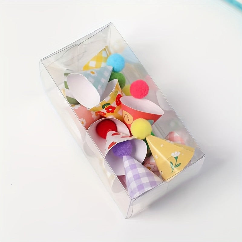 15Pcs/SET Mini Birthday Hat Cake Toppers DIY Cake Decoration Birthday Cake Top Flages Baby Shower Cupcake Toppers