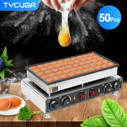 Commercial Electric Pancake Making Machine 50 Holes Waffle Maker Mini Dutch Pancake Maker Kitchen Home Appliance 110V 220V
