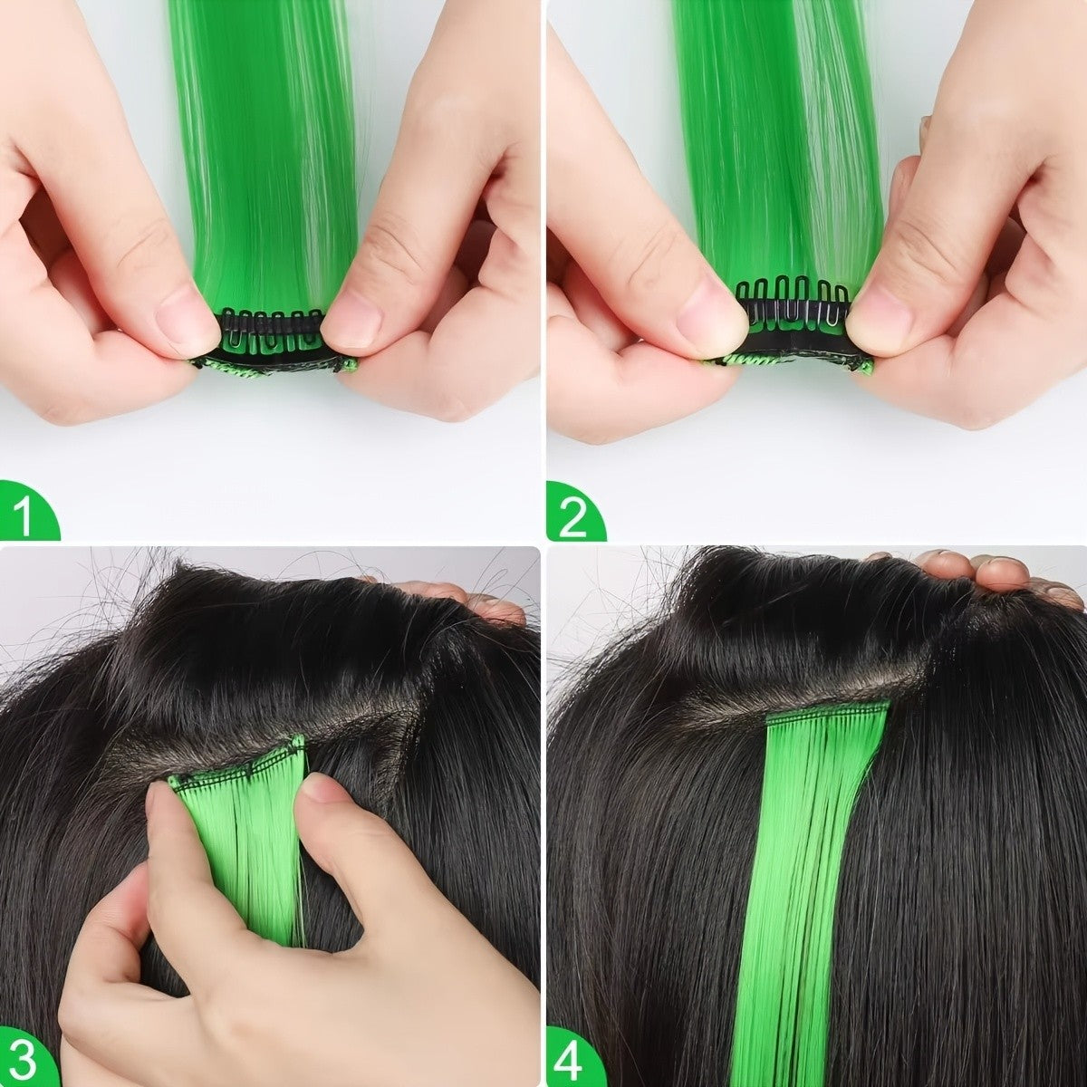 6 Pcs Clip Extensions, 24 Inch Colored Hair Extensions Party Highlights Long Straight Synthetic Hairpieces for Women Kids Girl