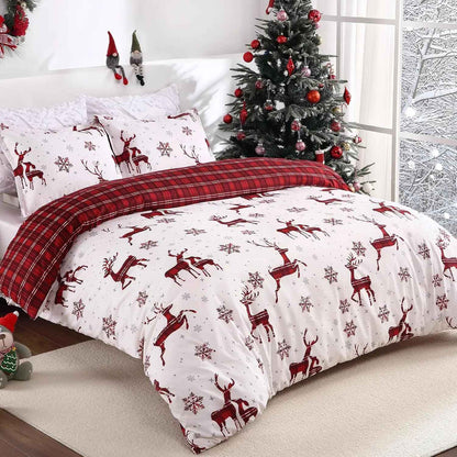 Merry Christmas Duvet Cover Christmas Elk Snowflakes Red Bedding Set Happy New Year Quilt Cover Holiday Gifts Bedroom Decoration