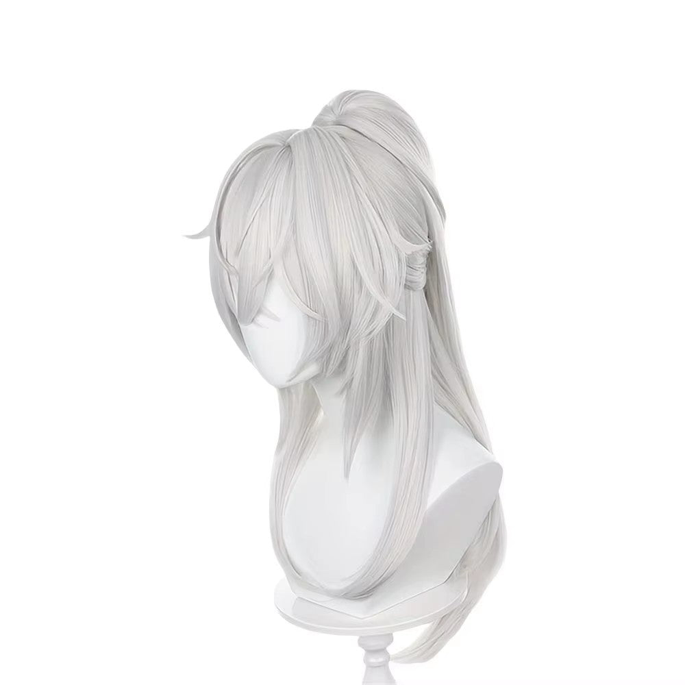 Anime Cosplay Jing Yuan Peruca Longa Reta Prata Branca Rabo de Cavalo Cabelo Sintético Peluca Para Frieren Festival Adereços de Role Play