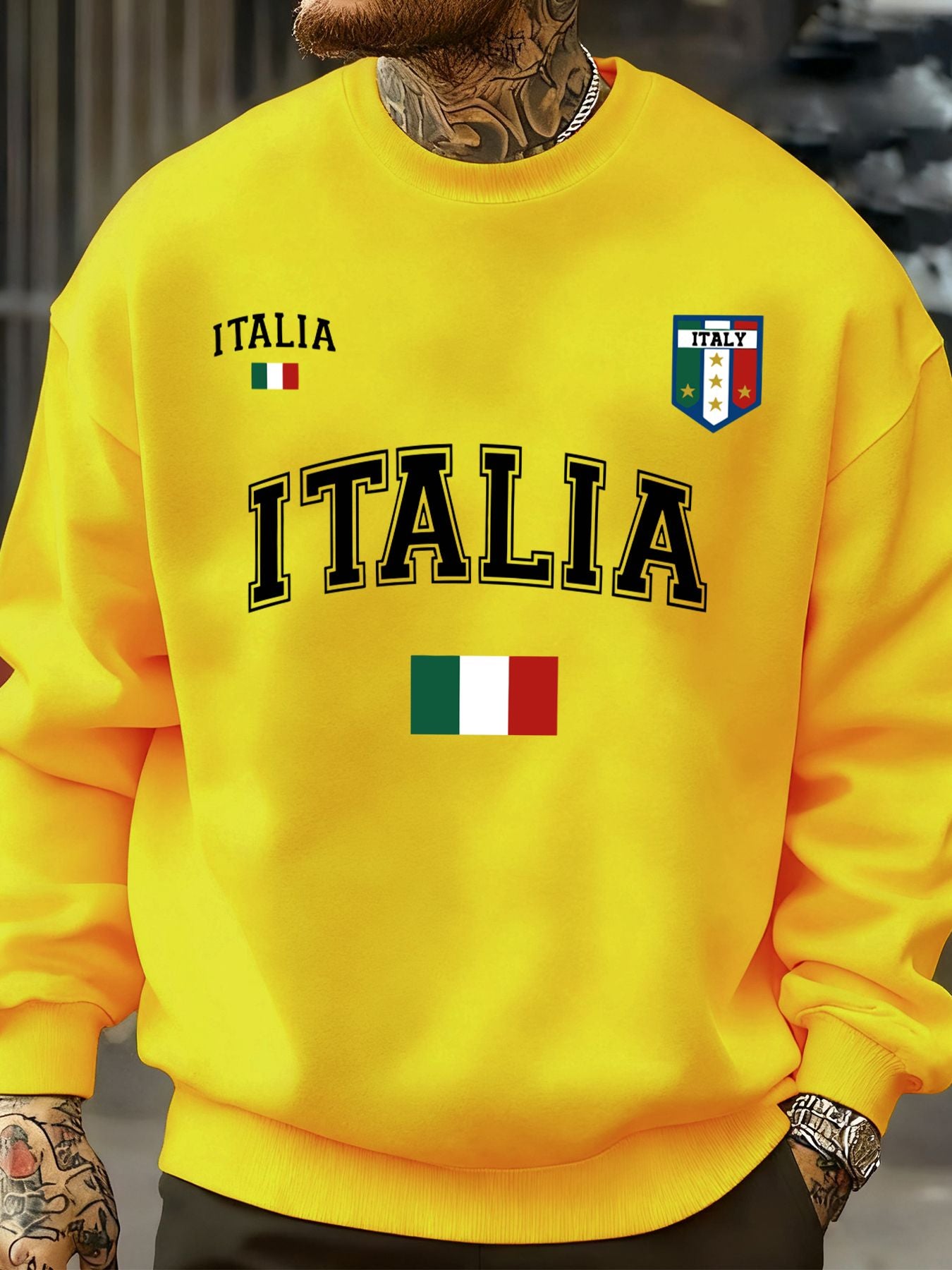 Italia Italian Flag Design Men Sweatshirt Creative Fleece Streetwear Fashion Clothes Autumn Hip Hop Pullovers Casual Tops
