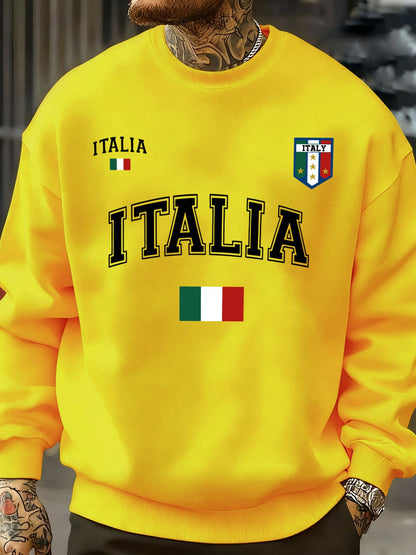 Italia Italian Flag Design Men Sweatshirt Creative Fleece Streetwear Fashion Clothes Autumn Hip Hop Pullovers Casual Tops