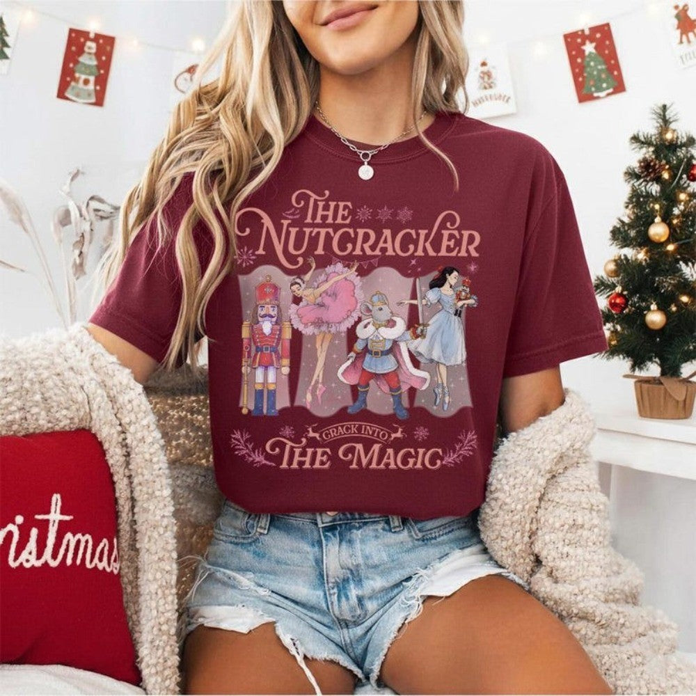 The Nutcracker Ballet Christmas Shirt Retro Nutcracker TShirt Sugar Plum Fairy Tee Christmas Gift for Ballet T-shirt Women Tops