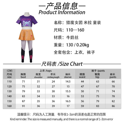 Halloween Fancy Dress Adult Kids Street Hip Hop Role Play Outfit 3 Styles Printed Crop Top Skirt Shorts Idol Stage Costume